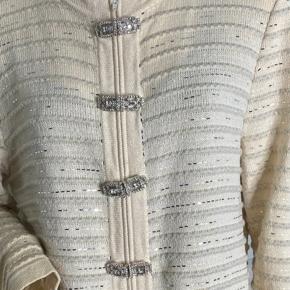 ST JOHN Evening by Marie Gray Sweater Sz 8 Cream GC - Picture 2 of 12